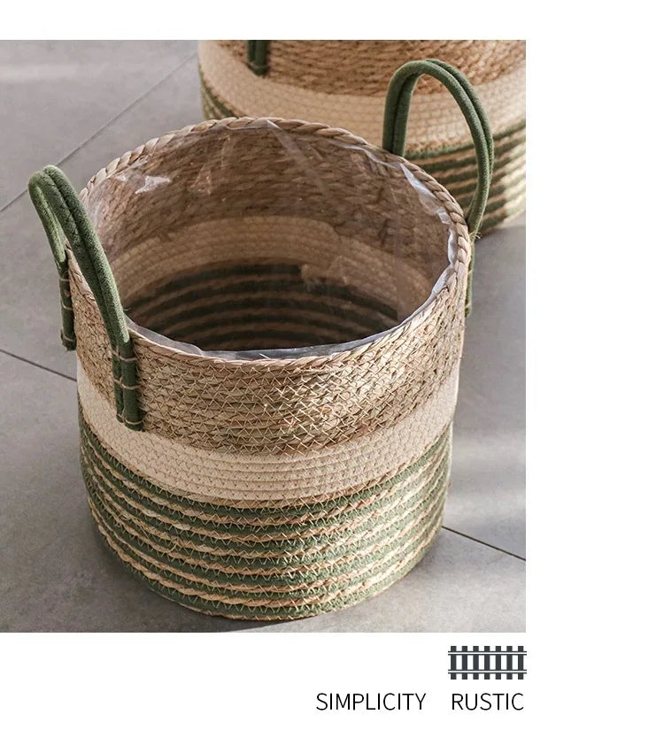 Panier en jonc de mer tressé