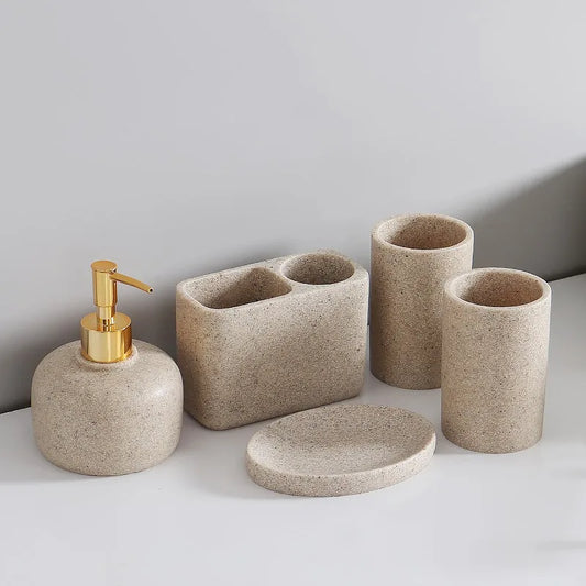 Set de vasque : distributeur, porte-brosses et plateau
