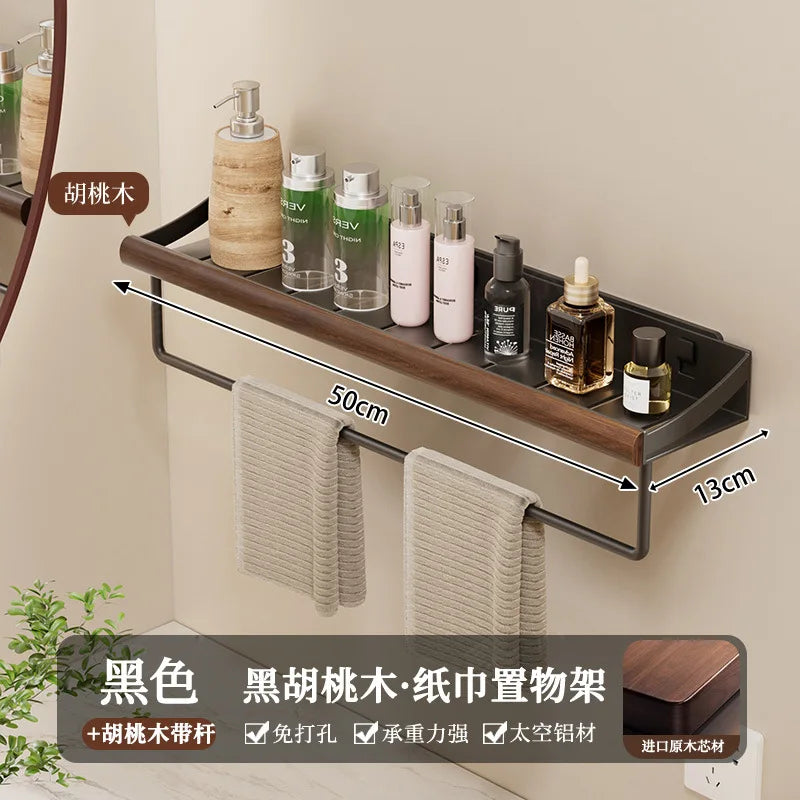 Étagère de douche en bois, sans perçage