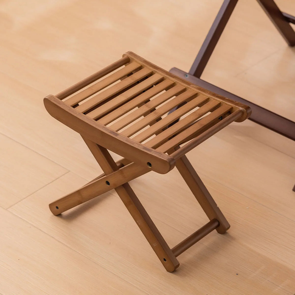 Tabouret de douche pliant en bambou