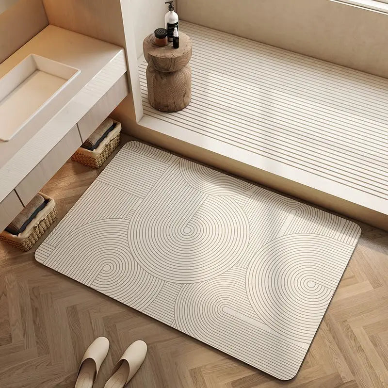 Tapis de bain en terre de diatomée, crème