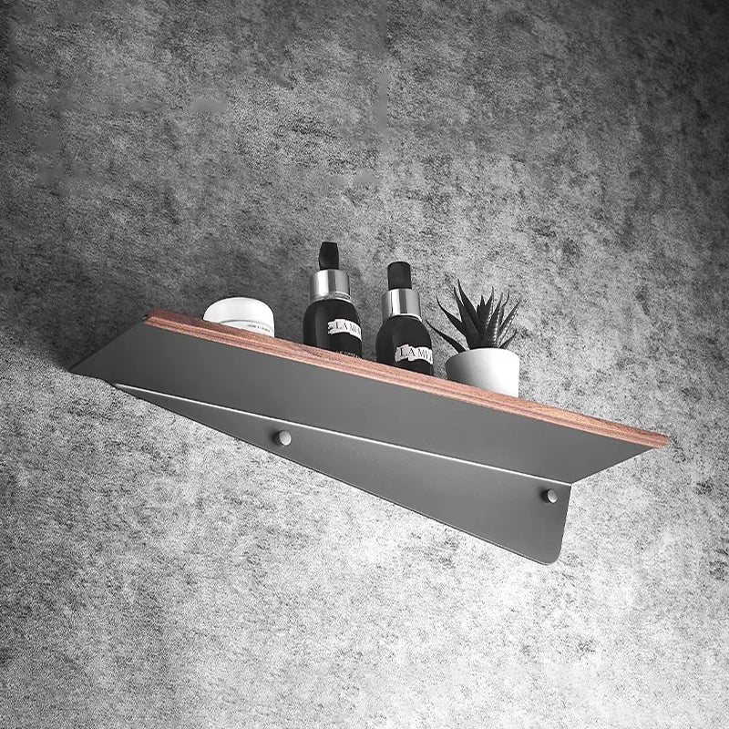 Étagère de douche en aluminium, finition noyer