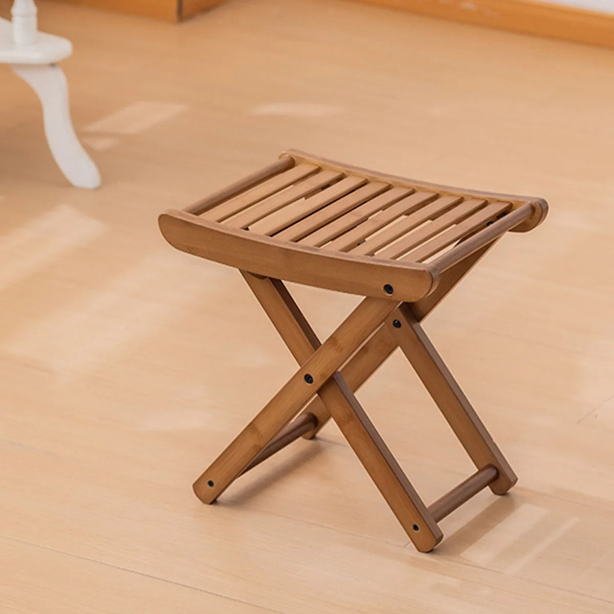Tabouret de douche pliant en bambou