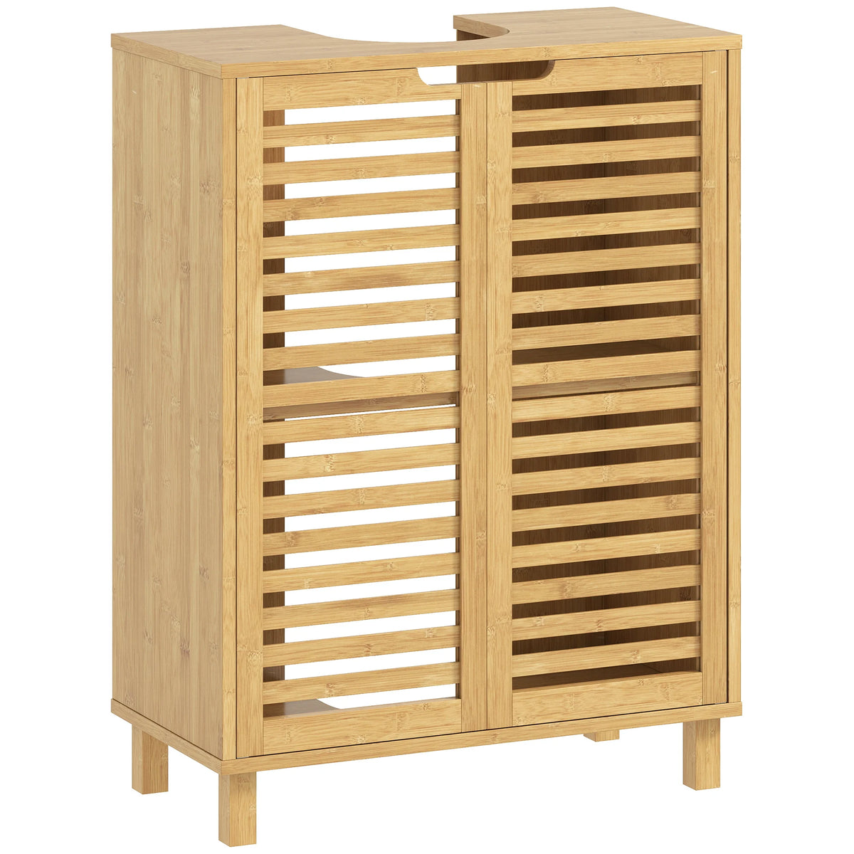 Meuble sous-vasque en bambou, portes persiennes