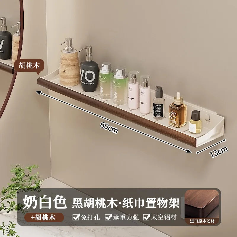 Étagère de douche en bois, sans perçage